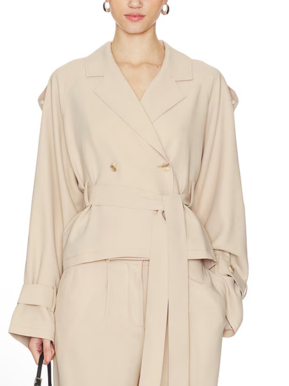 Aya Muse Soli Jacket in Macadamia Beige Tan Belted Coat Small